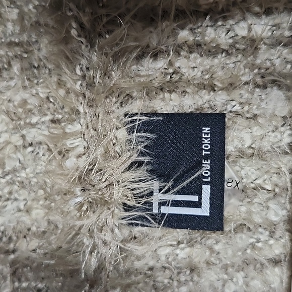 Love Token Genuine Rabbit Fur Lined Knit Vest Soft Cozy Neutral Womens Small - Picture 4 of 7